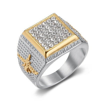 HIPHOP Ring Gold-plated Inlaid Zircon Persian Zoroastrian Ring