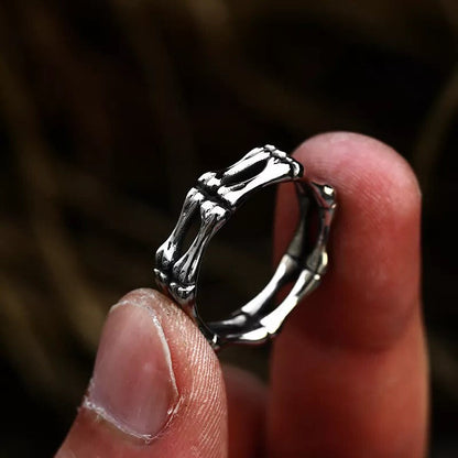 Gothic Punk Fossil Bone Ring