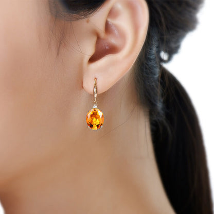 Gold Plated Citrine Zircon Earrings Luxury Earrings For Women