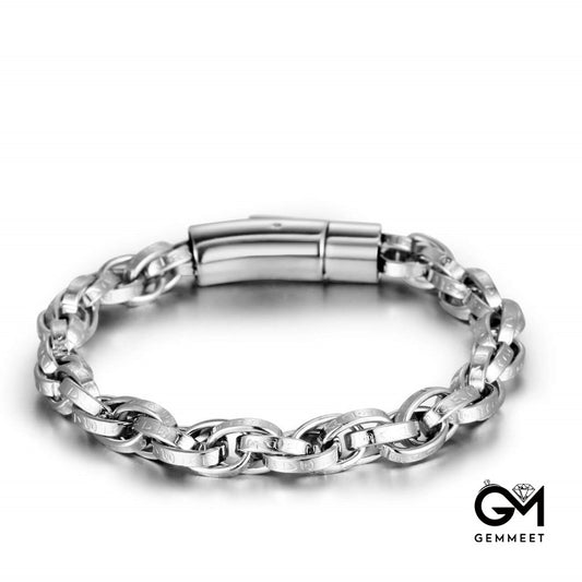 Stainless Steel Woven Twist Chain Bracelet