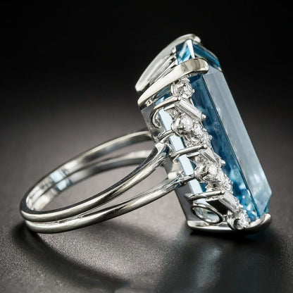 Luxury Simulated Topaz Engagement Ring Simulated Sapphire Band Ring