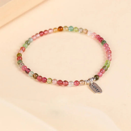 Natural Tourmaline 3cm Beaded Lucky Bracelet