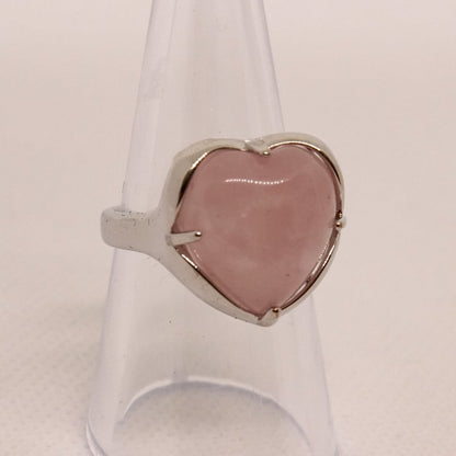 Natural Stone Crystal Heart Ring