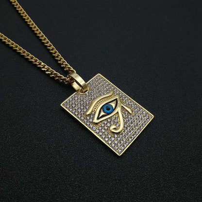 HIPHOP Jewelry Gold Plated Zircon Eye of Horus Pendant