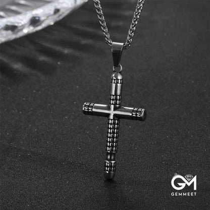 Vintage Cross Polka Dot Prayer Necklace