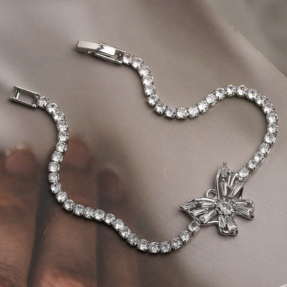 Full Stone Butterfly Pendant Tennis Bracelet