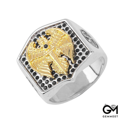 Retro Personality Golden Eagle Sword Ring