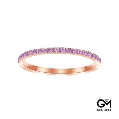 Rose Gold Birthstone Zircon Stainless Steel Thin Ring