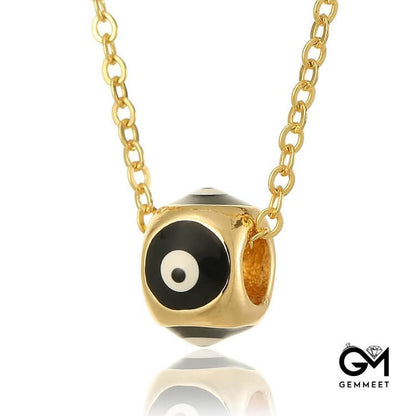 Oil Dripping Round Evil Eye Pendant Necklace