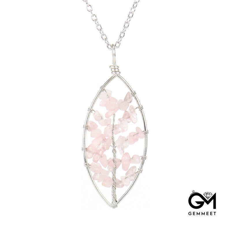 Tree of Life Crystal Leaf Necklace