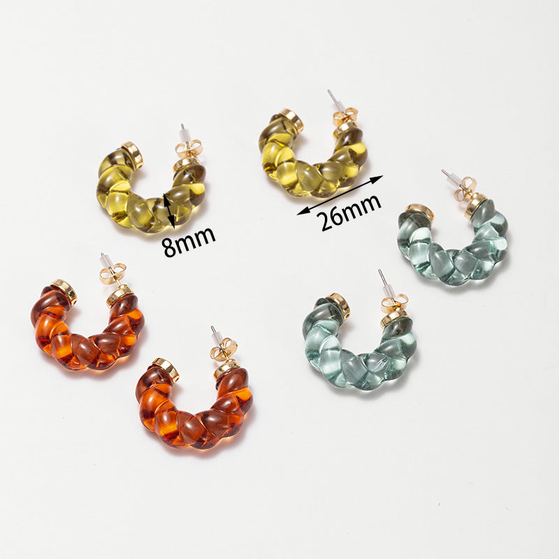 Color Resin Rope Shape Chunky Earrings