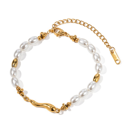 Stainless Steel Pearl Drop Vintage Bracelet