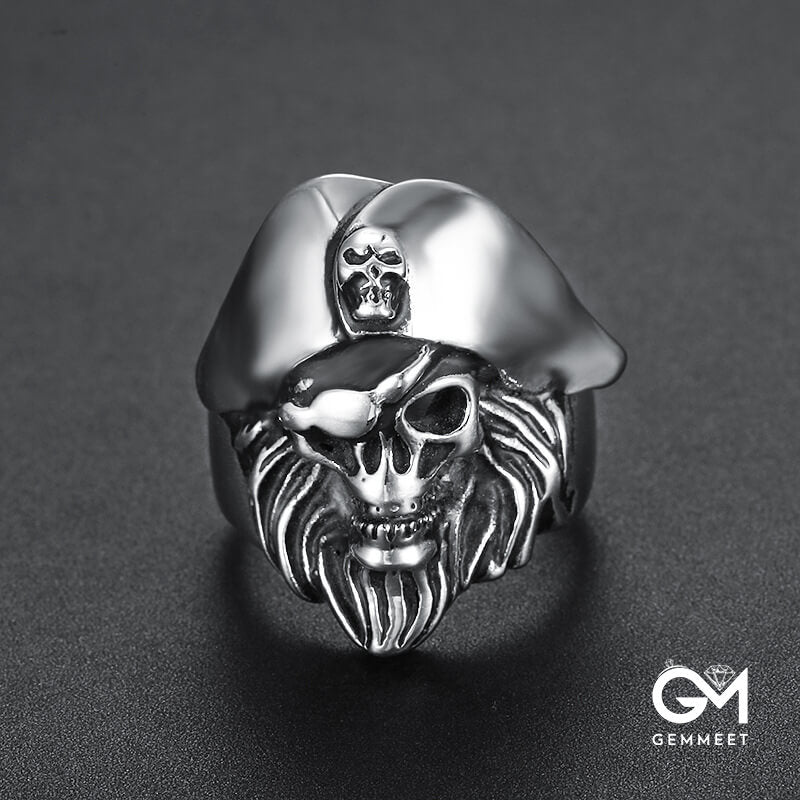 Stainless Steel One-eyed Beard Pirate Ring