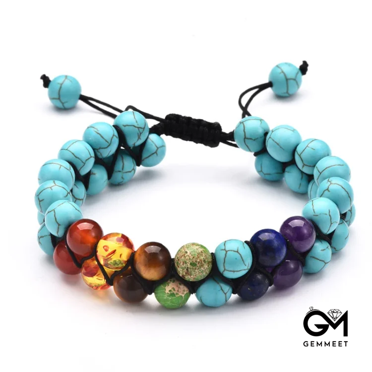 Chakra Double Braided Bead Bracelet