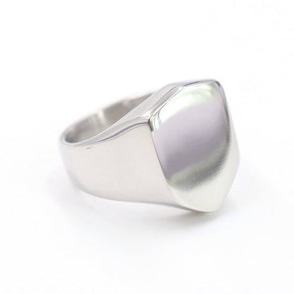 Simple Titanium Steel Irregular Shield Shaped Ring