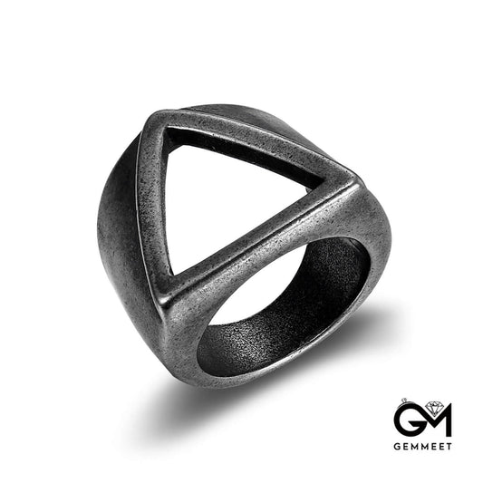 Simple Titanium Steel Hollow Triangle Ring