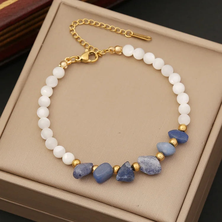 Natural Irregular Stone & Shell Jewelry Bracelet