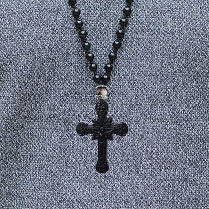 Obsidian Cross Symbol Necklace