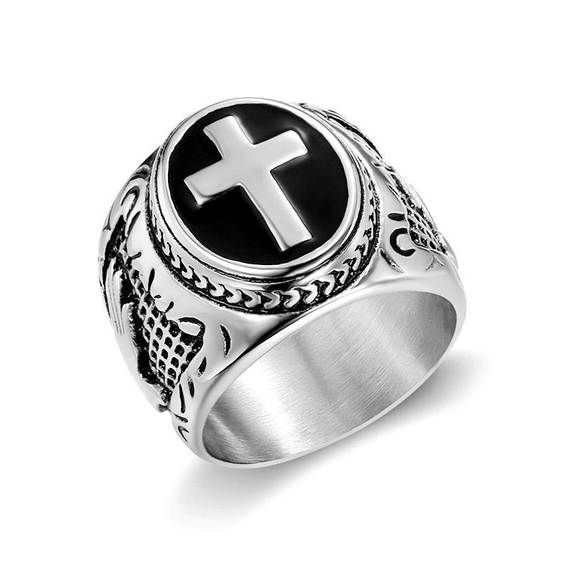 Two Tone Cross Faith Ring