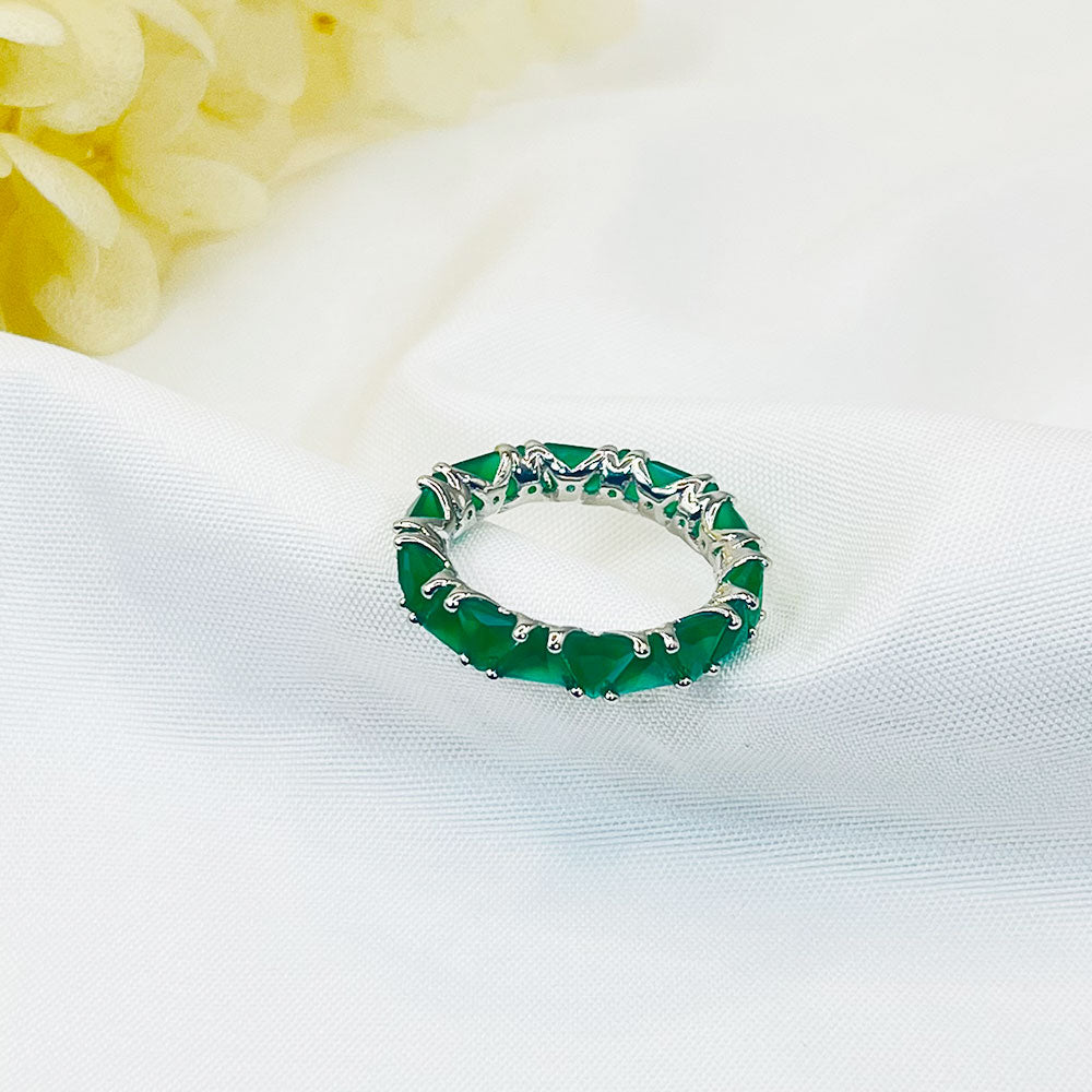 Simple Inlaid Green Zircon Ring