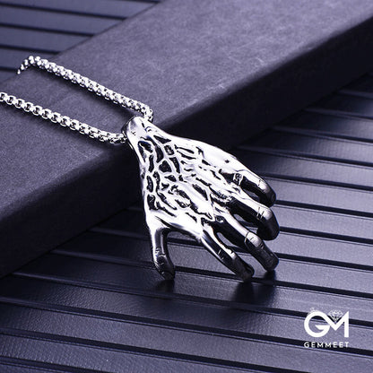 Stainless Steel Ghost Claw Necklace for Men