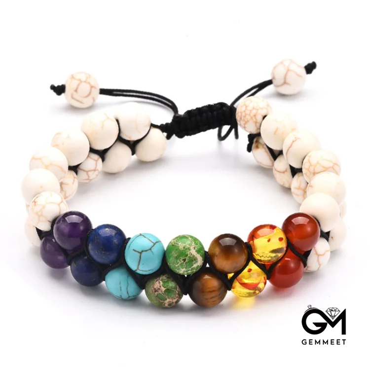 Chakra Double Braided Bead Bracelet