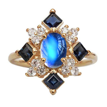 Gold Princess Moonstone Full Stones Ring