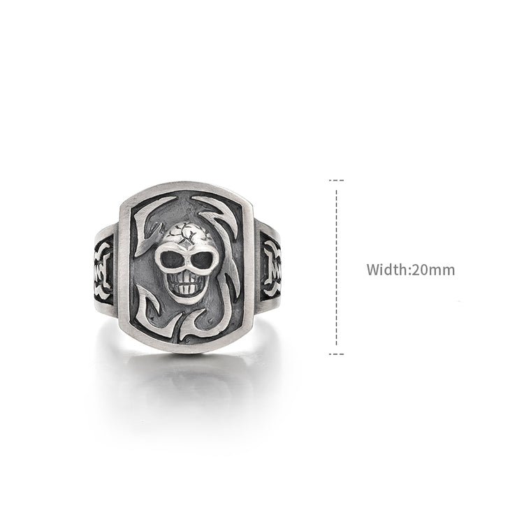 Sterling Silver Shield Skull Pattern Rings