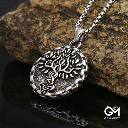 Hip Hop Vintage Tree of Life Titanium Steel Necklace