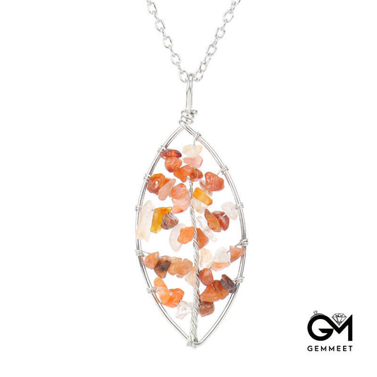 Tree of Life Crystal Leaf Necklace