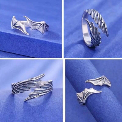 Retro Angel And Demon Wing Couples Rings