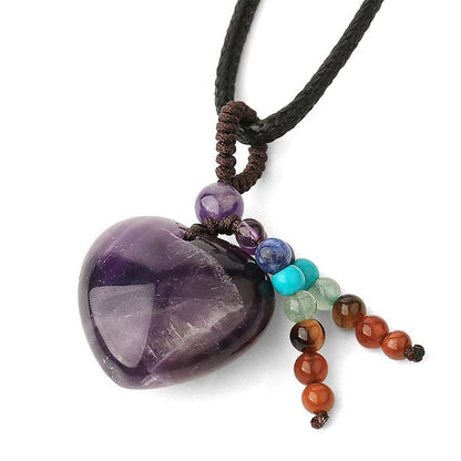 Chakra Color Stones Heart Shape Necklace