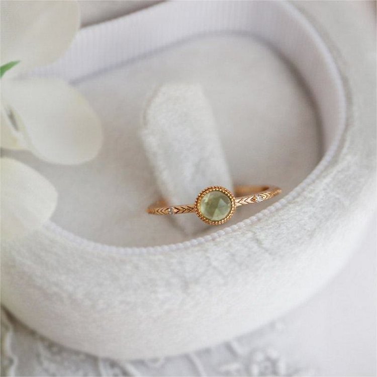 Natural Round Cut Green Peridot Ring