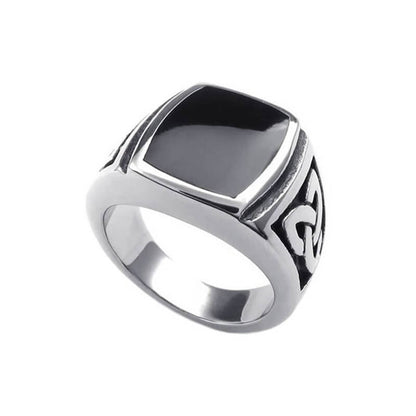 Simple Personality Round Pitted Titanium Steel Ring