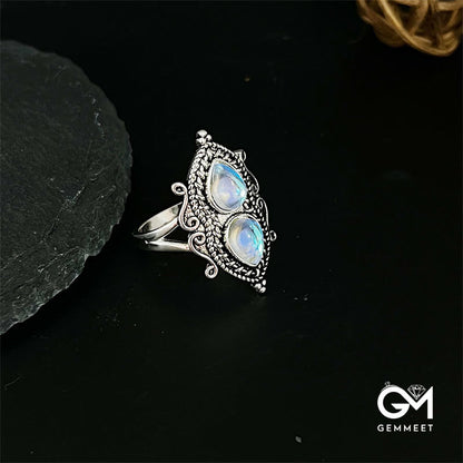 Vintage Water Drop Pear shaped Moonstone Ring