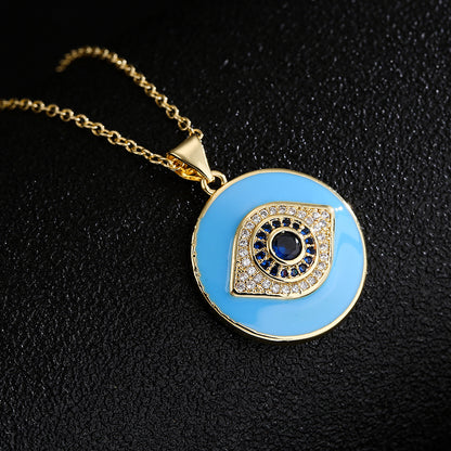 Evil Eye Disc Pendant Necklace