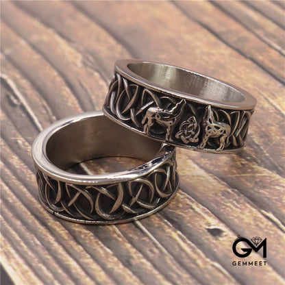 Stainless Steel Viking Wolf Personality Ring