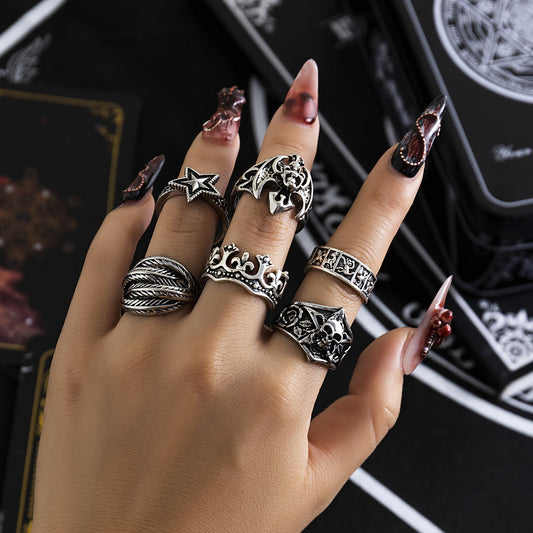 Halloween 6 Pcs Vampires Symbol Rings Set