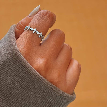 Women's Pray Heart Cross Ring