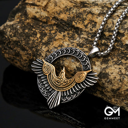 Vintage Titanium Steel Viking Eagle Necklace