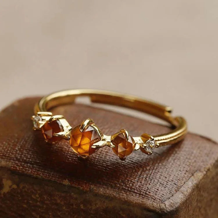 Adjustable Orange Garnet Ring