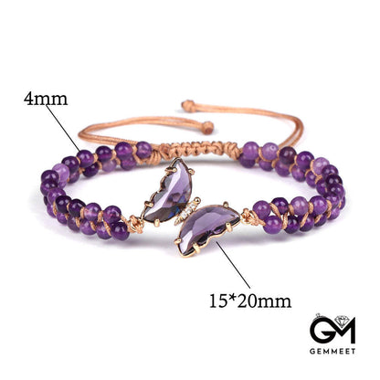 Beauty Butterfly Woven Crystal Bead Bracelet