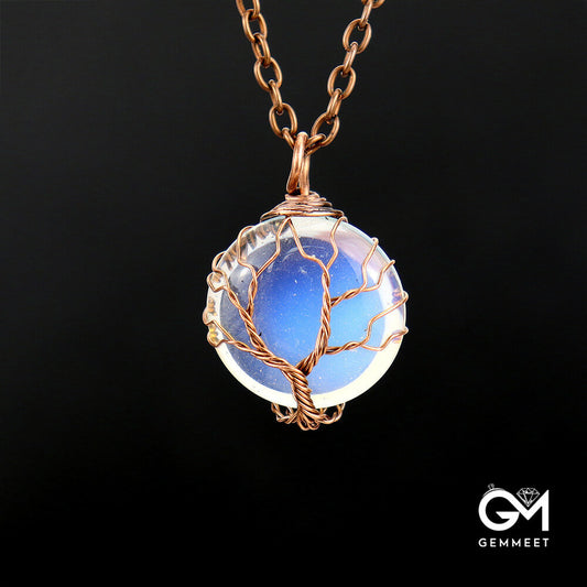 Round Crystal Tree of Life Necklace