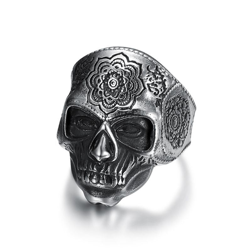 Halloween Retro Punk Carved Skull Domineering Men's Ring