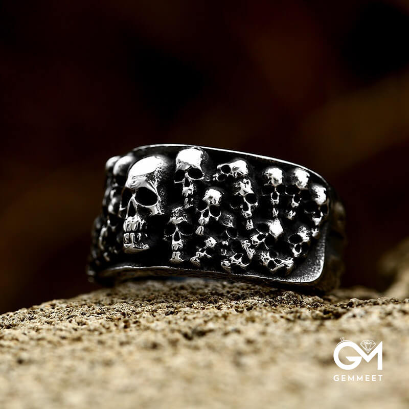 Multi-skull Vintage Titanium Steel Ring