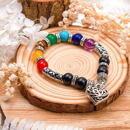 Chakra Natural Stone Heart Bracelet