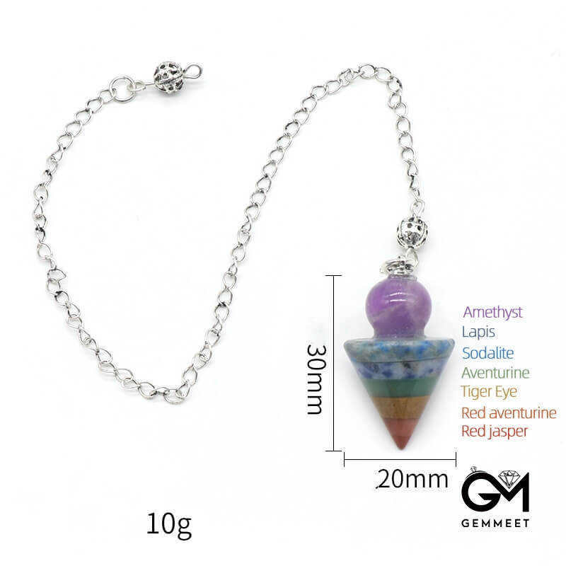 Crystal Multicolored Stone Cone Pendulum