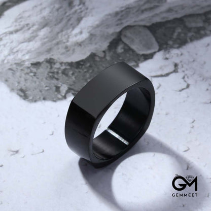 Fashion Square Diamond Silver Black Ring