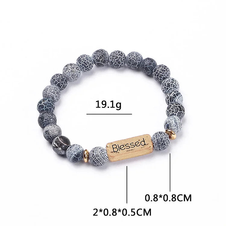 Natural Gemstone Strengthful Engraving Bracelet