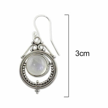 Women Vintage Hook Moonstone Earrings